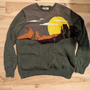 Men's Goodthreads Desert Design Long Sleeve Sweater Size L Crew Neck Pullover